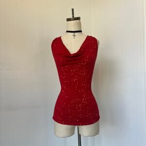 Y2K Sparkly Sequin Glam Cowl Neck Tank Size XS